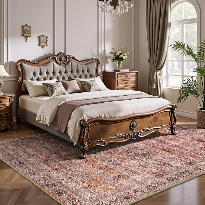 6x9 Area Rugs - Washable Vintage Retro Living Room Rug, Soft Ultra Thin Non - Image 3