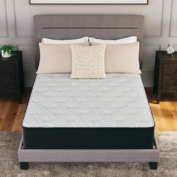 Signature Design by Ashley Full Size Palisades 14 Inch Firm Hybrid Mattress with Quick Response Gel Memory Foam, Fiberglass Free, Mattress In A Box