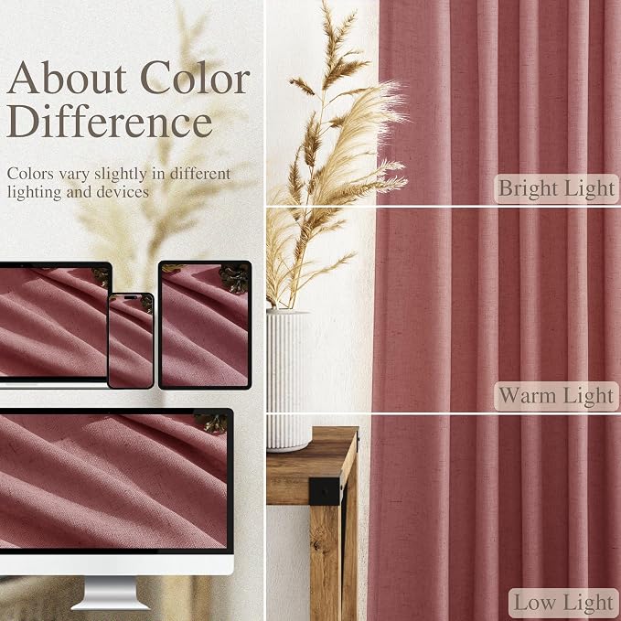Extra Long Canyon Rose Linen Curtains 120 Inch - Image 3