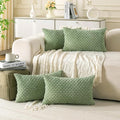 Set of 4 Sage Green Decorative Throw Pillow Covers 12x20 Inch Corduroy Pillow by Cozoomy