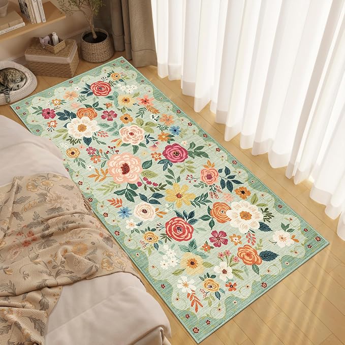 DUKINO 3x6 Runner Rug, Non Slip Floral Washable Rug - Image 3
