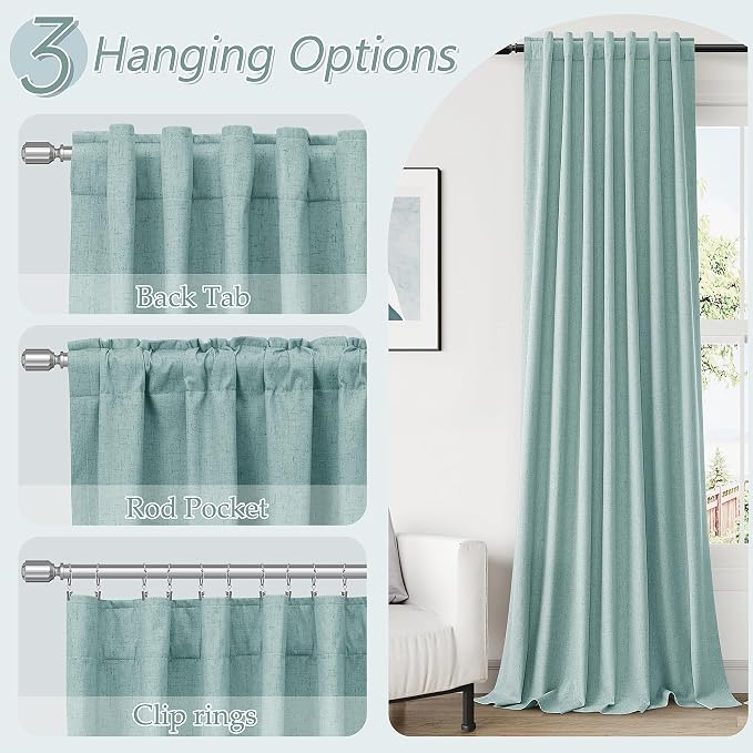 100% Blackout Linen Curtains 80 Inch Length 2 Panels Set - Image 6