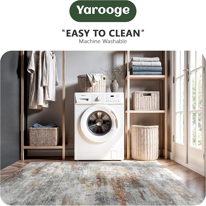 Washable Rug 6x9, Abstract Morden Soft Area Rug, Non-Slip Low Pile Rugs - Image 5