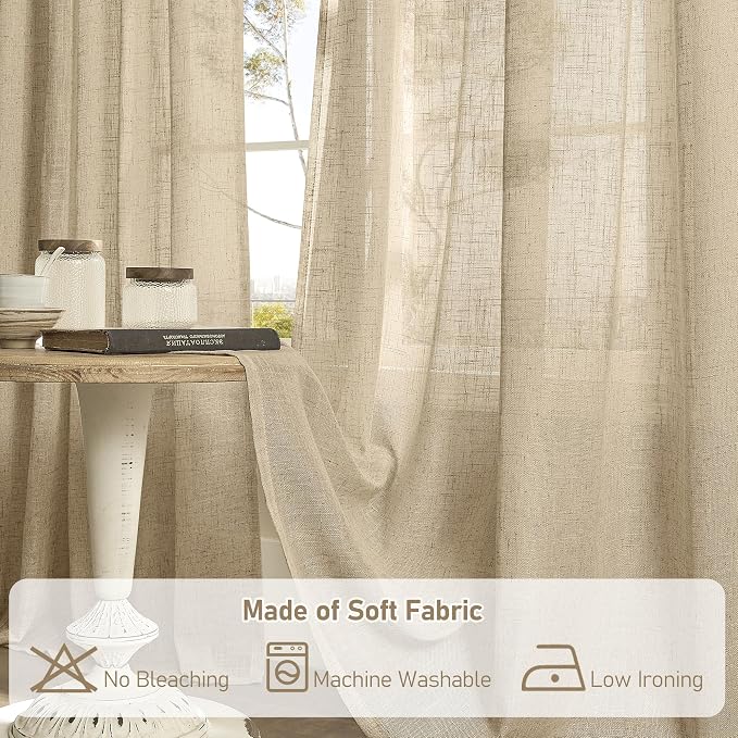 Linen Semi Sheer Curtains 48 Inch - Image 8