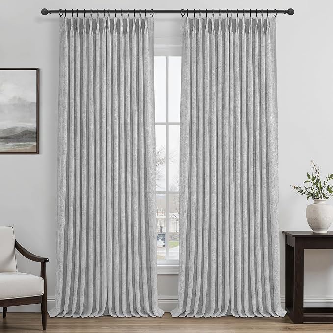 Light Grey Pinch Pleated Curtains 96 Inch Long - Image 2