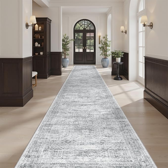 Soalmost Hallway Runner Rug 2'6" x 16' Washable Long Kitchen Rugs Grey | by Soalmost