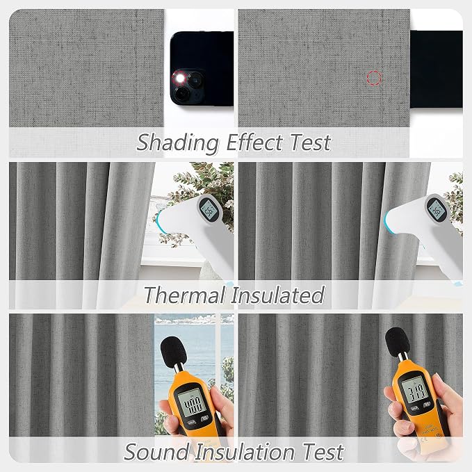 100% Blackout Linen Curtains 80 Inch Length 2 Panels Set - Image 5