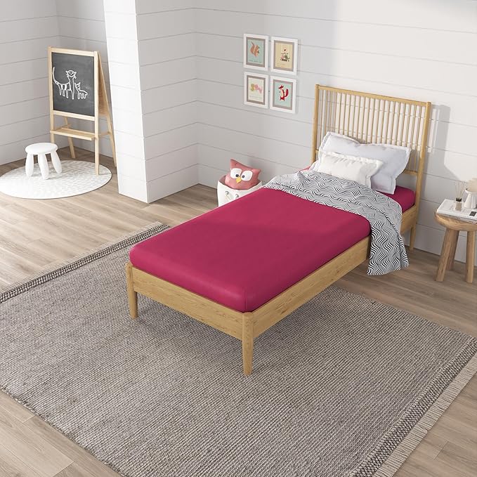 NapQueen 5 Inch Twin Memory Foam Mattress, Medium Feel, CertiPUR-US Certified, Bed in a Box, Breathable Soft Fabric Cover, Pink