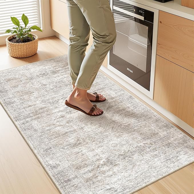 2x4 Rug Runners for Hallways Non Slip, Taupe | Washable Rugs for Kitchen - Image 5