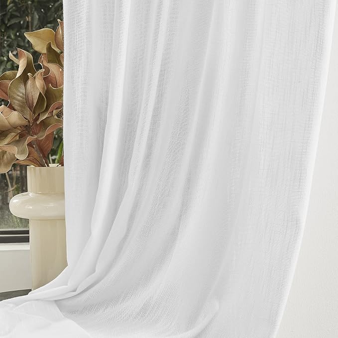MYSKY HOME Short Curtains for Bedroom Small Windows, Light Filtering Sheer - Image 7