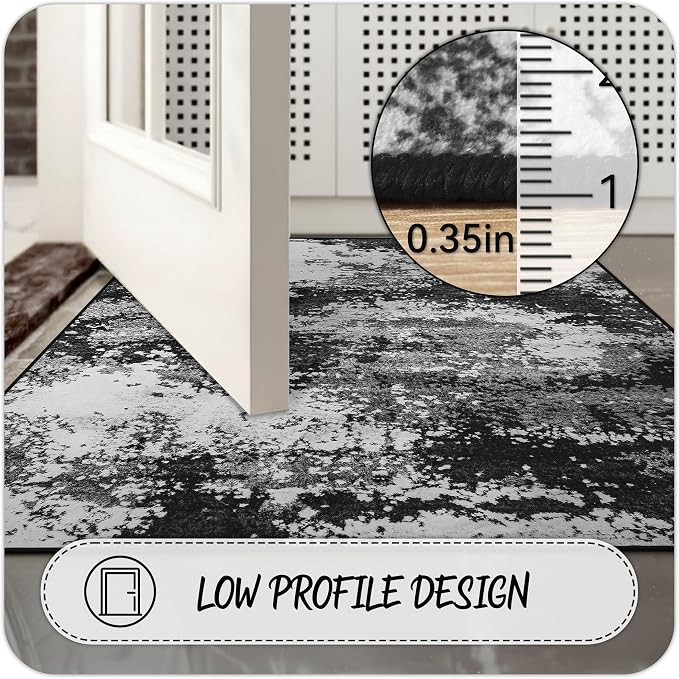 Washable 2x6 Black Runner Rug for Hallway Kitchen Entryway Non Slip | Runner - Image 6