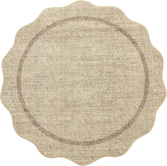 GarveeHome Scalloped Washable Round Rugs Non-Slip Soft Round Rug 4ft | - Image 9