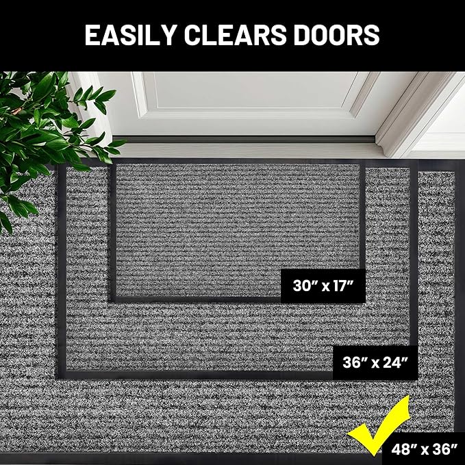 Front Door Mat, Indoor Outdoor Welcome Muddy Doormat, 48x36 Battleship Gray | - Image 4