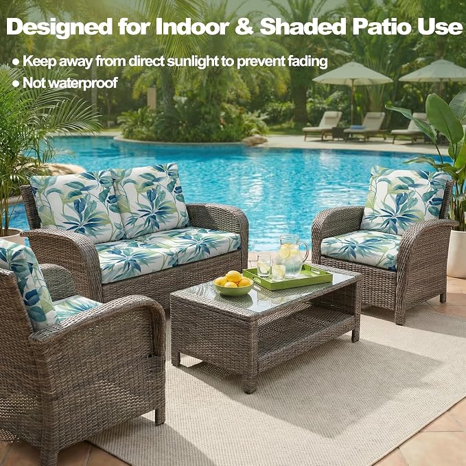 CALBODE 8 Pcs Stretch Outdoor Seat Cushion Covers, Washable Reusable, - Image 5