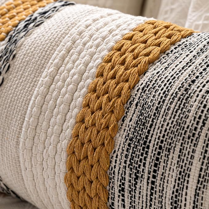 Decorative Lumbar Throw Pillow Cover 14x24 Boho Yellow Mustard Accent Cushion - Image 8