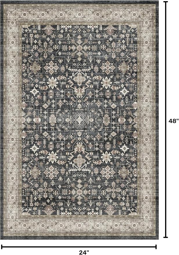 Floral Entryway Runner Rug 2x4 for Kitchen Bathroom | Small Runners for Kitchen - Image 2
