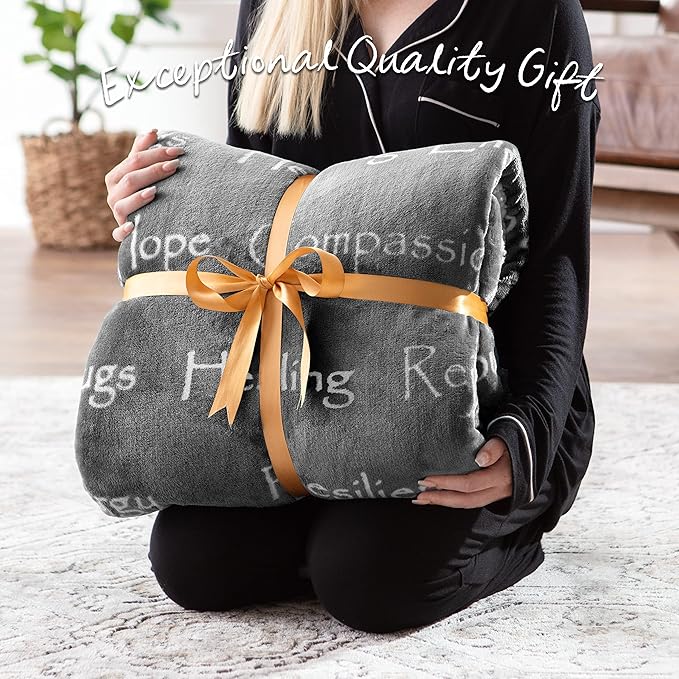 Chanasya Premium Sympathy Warm Hugs Gift Throw Blanket - for Positive Energy Love Support Comfort Sympathy - Cancer Chemo Surgery Get Well Gift Blanket - Women Men Friend (60x70 Inches) Gray