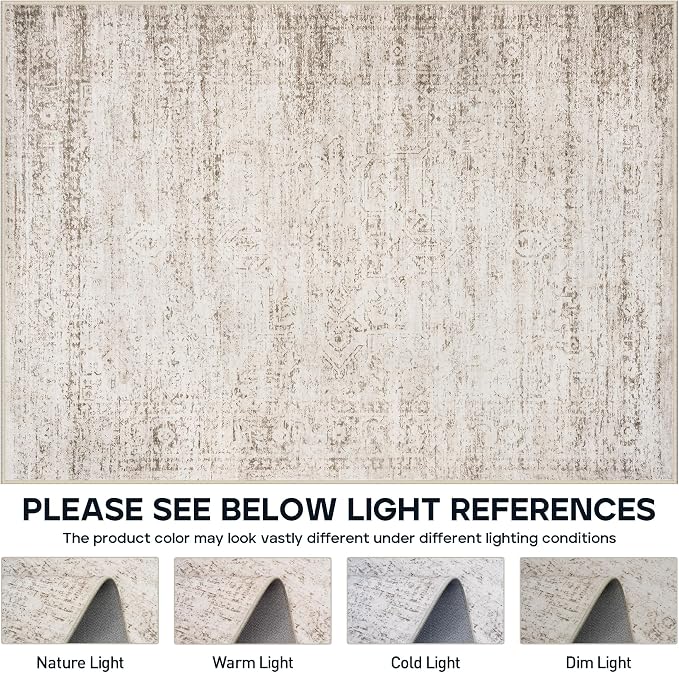 Aelenmu 10x14 Area Rugs for Living Room Dining Room Washable Beige Ivory | Soft - Image 7