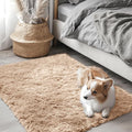 OLANLY 3x3 Machine Washable Small Bedside Rug, Soft Fluffy Shaggy Entryway by OLANLY