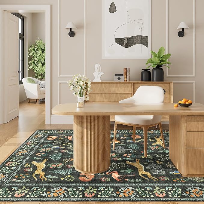 DUKINO 4x6 Area Rug, Non Slip Animal Washable Rug - Image 8