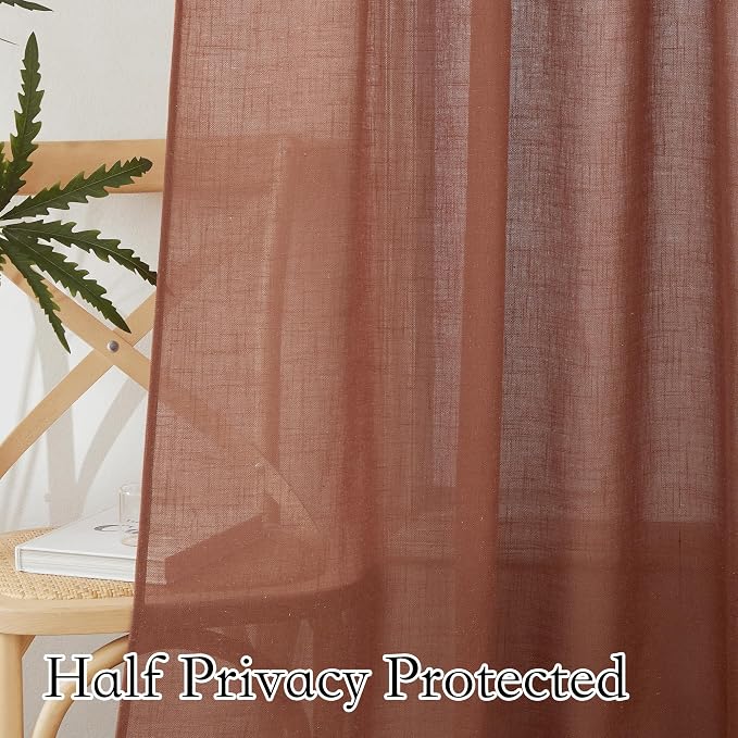 RYB HOME Linen Semi Sheer Curtains - Image 4