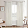 Semi Sheer Linen Blend 86 Inch Pinch Pleated Ivory Cream Curtains 50 by 86 | by Twodrapes