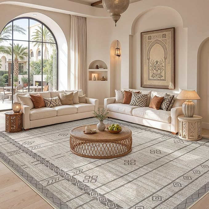 cotiled 6x9 Area Rugs for Living Room: Boho Washable Rug for Dining Room | - Image 5
