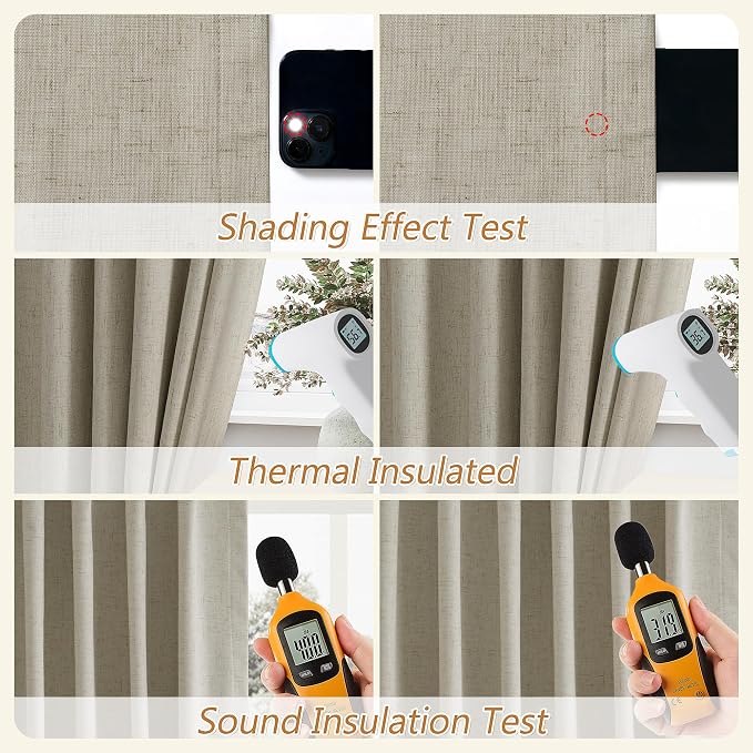 Extra Long 100% Blackout Linen Curtains - Image 5