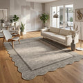 GarveeHome Scalloped Living Room Rug 5x7 Area Rug Washable Non Slip Brown | by GarveeHome