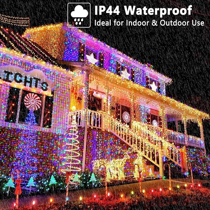 BrizLabs Smart Christmas String Lights, 115ft 300 LED Cool White & Multicolor Color Changing Christmas Lights with App & Voice Control, Dimmable Music Sync Xmas Tree Light for Indoor Outdoor Decor