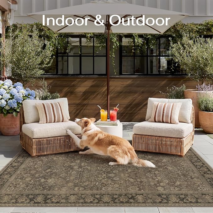 6x9 Brown Linen Look Washable Area Rug - Image 5