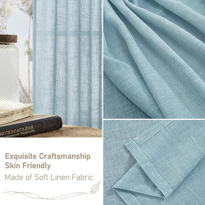 Semi Sheer Linen Curtains 45 Inches Long - Image 6