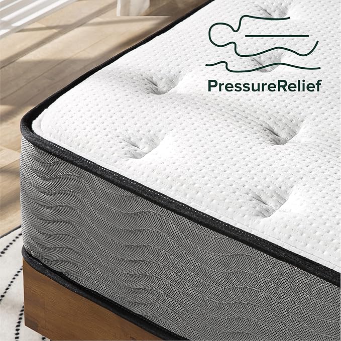 ZINUS 10 Inch Support Plus Pocket Spring Hybrid Mattress, Queen, Strong Coils for Durable Support, Pocket Innersprings for Motion Isolation, Mattress in A Box