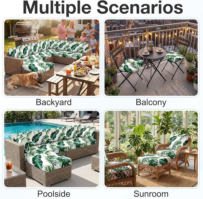 Waterproof Outdoor Cushion Covers, Stretch Patio Slipcovers | UV Resistant - Image 5