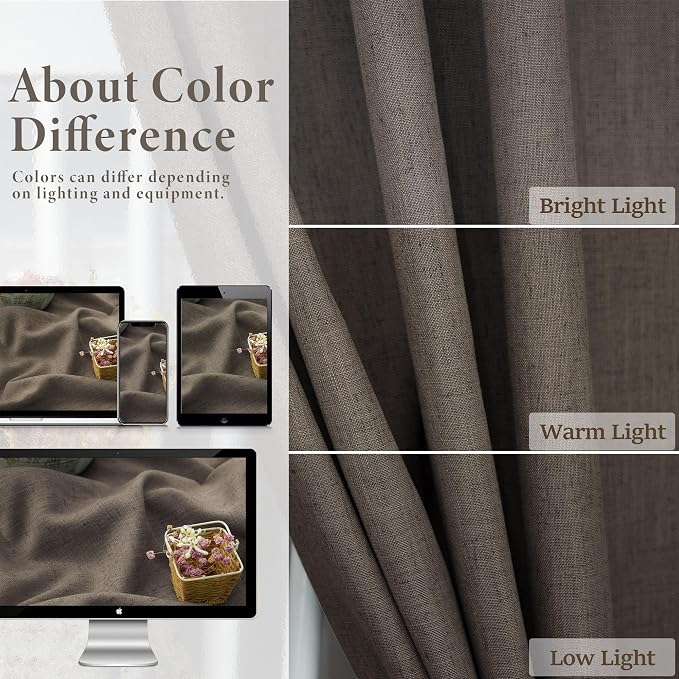 96 Inch Long Dark Brown Living Room Curtains - Image 4