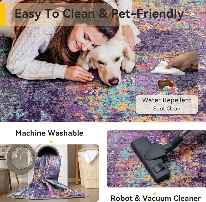 RELEANY Washable 10'x14' Abstract Area Rug - Image 5