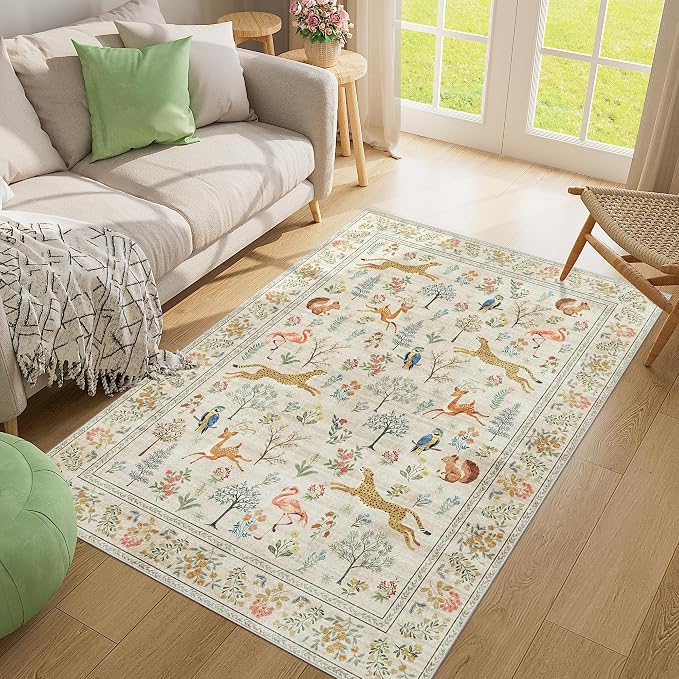 DUKINO 4x6 Area Rug, Non Slip Animal Washable Rug - Image 6