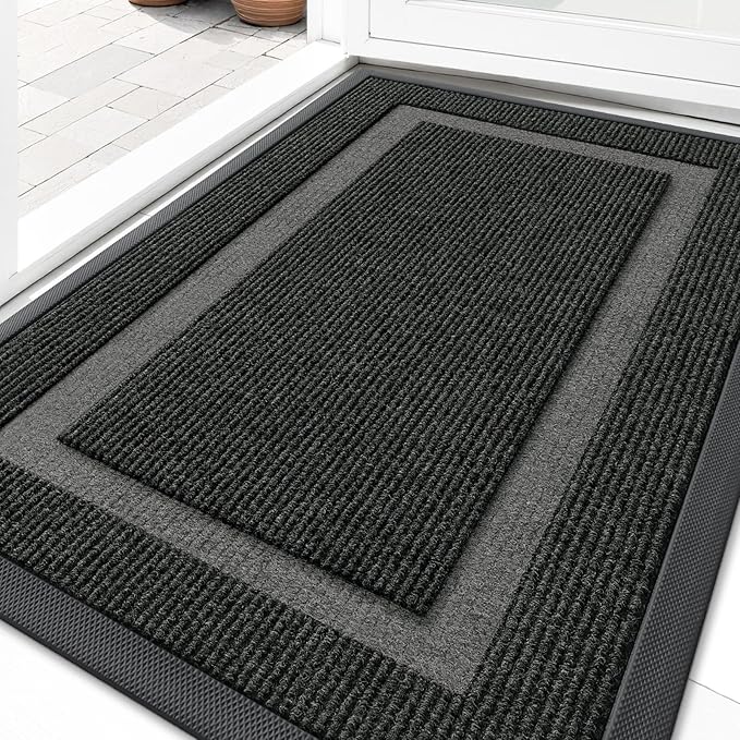 OLANLY Front Door Mat Outside 29.5x17, All-Season Heavy-Duty Rubber Doormat | by OLANLY