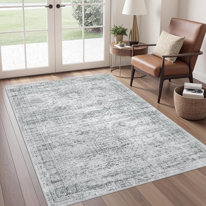3x5 Rug for Entryway, Washable Area Rug, Living Room, Dining Room, Neutral Rug by Restydon