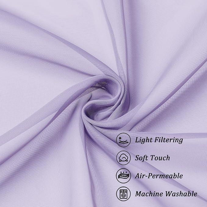 Chyhomenyc Lilac Sheer Curtains 96 inches Long 2 Panels, Light Filtering Soft - Image 9