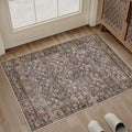 2x3 Brown Blue Vintage Floral Washable Area Rug by HUGEAR