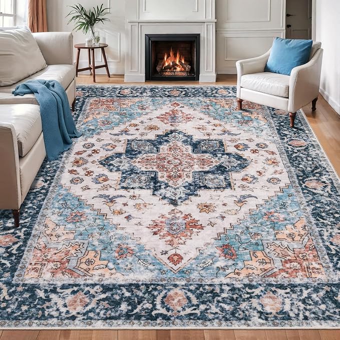 SERISSA 8x10 Washable Non Slip Boho Area Rug by SERISSAHomeDecorCollection