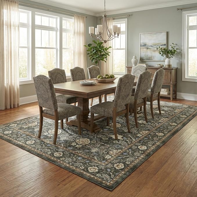 GarveeHome Area Rugs 8x10 for Living Room, Floral Large Washable Rug Soft Non - Image 3