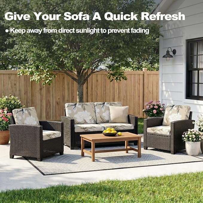CALBODE 12Pcs Outdoor Stretch Cushion Covers, Waterproof Outdoor Chair Floral - Image 5