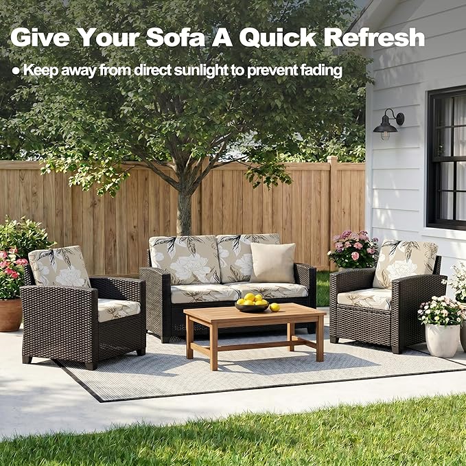 CALBODE 8Pcs Outdoor Stretch Cushion Covers, Waterproof Outdoor Chair Floral - Image 5