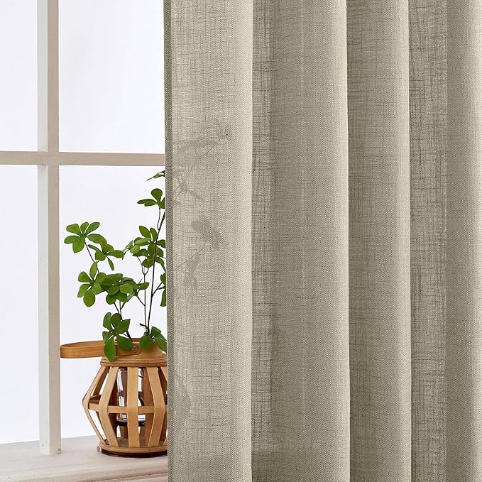 MIULEE Oatmeal Linen Curtains 52x84 Inch 2 Panels - Image 5