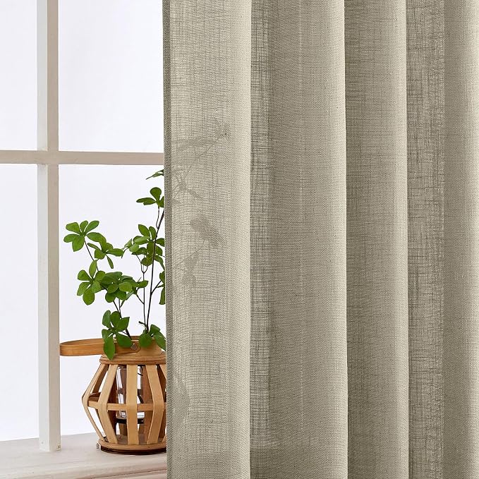 MIULEE Oatmeal Linen Curtains 52x90 Inch Long 2 Panels - Image 5