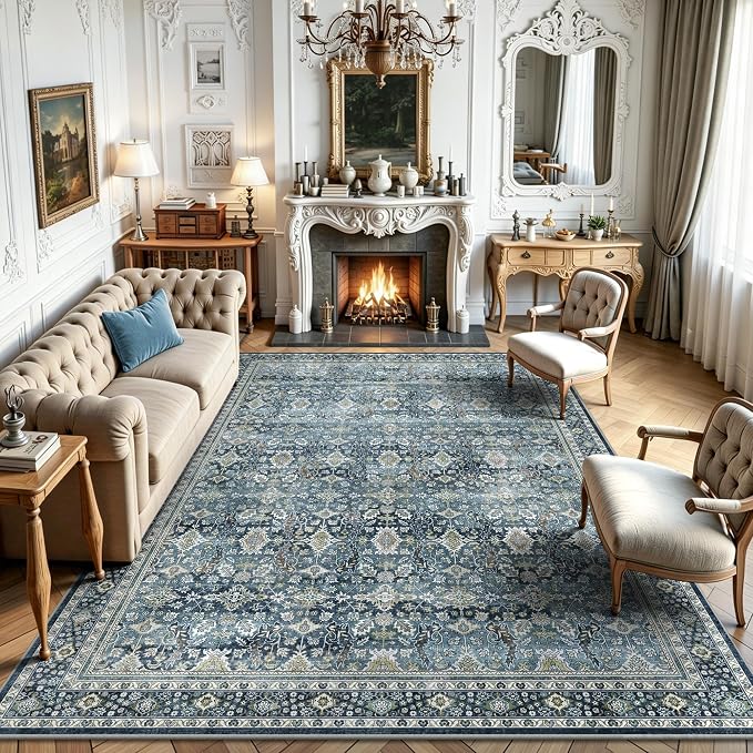 6x9 Area Rugs - Washable Vintage Retro Living Room Rug, Soft Ultra Thin Non by Yarooge