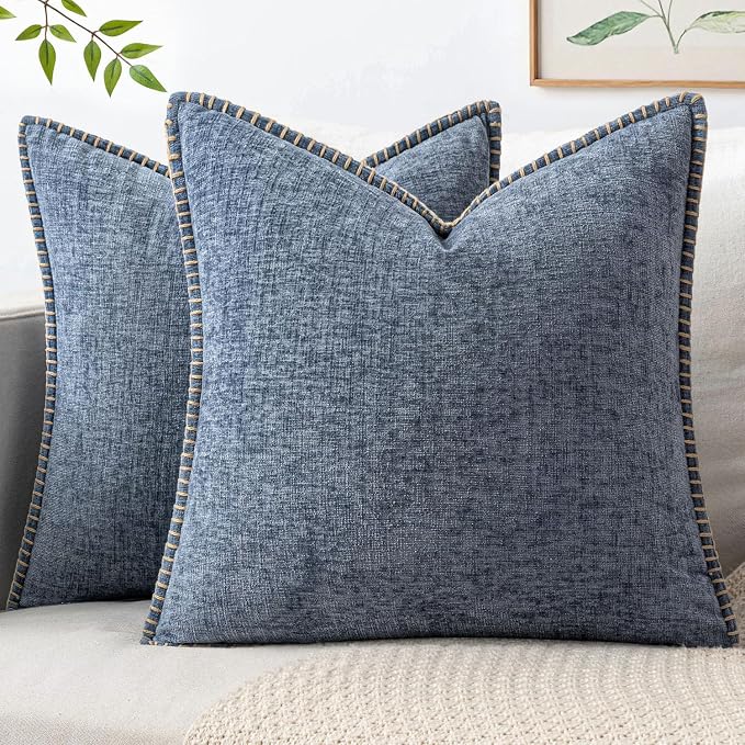 MIULEE Decorative Couch Throw Pillow Covers 18x18 in Dark Grey Blue 2 Pack | by MIULEE
