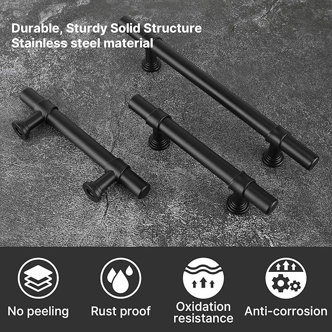 goldenwarm 25 Pack Black Cabinet Pulls 3-3/4 Inch Kitchen Cabinet Handles Black Drawer Handles Modern Dawer Pulls and Knobs Kitchen Hardware for Dresser Bathroom